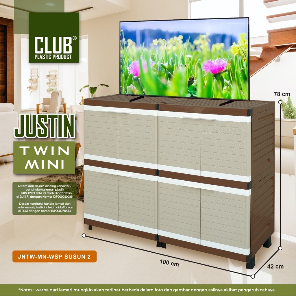 Lemari Pakaian / Lemari Plastik Susun / Rak TV Club Minimalis Serbaguna Susun Justin Twin Mini Club 