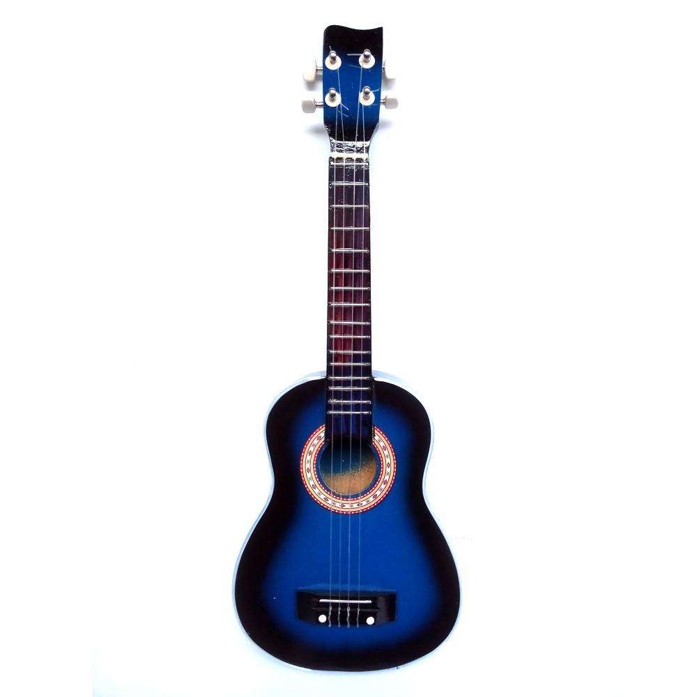 Gitar Ukulele | Gitar Mini | Kentrung 4 Senar | Ukuran 58x21x8 cm - Biru Kehitaman [Packing Kayu]