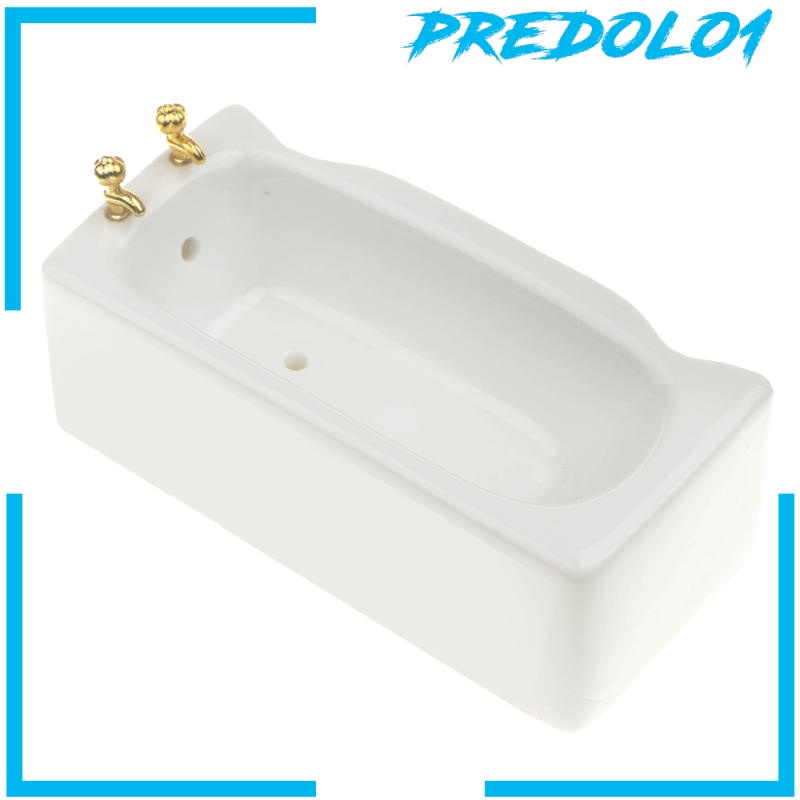 (Predolo1) Miniatur Bathtub Kotak Putih Bahan Keramik Dekorasi Kamar Mandi Rumah Boneka 1 / 12