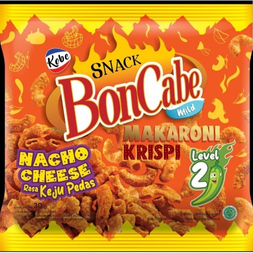 bon cabe makaroni Boncabe makaroni krispi reguler 30 gr level 10 15 pack kobe snack cemilan grosir murah makanan ringan