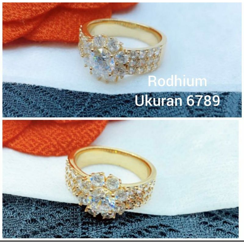 Cincin zircon premium lapis emas anti karat anti alergi Ring Zircone 015