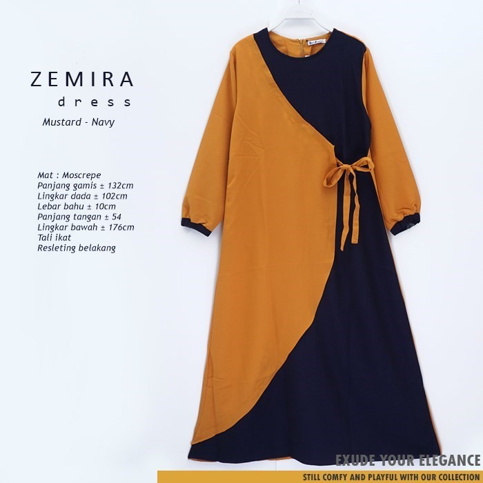 ZEMIRA DRESS / longdress - gamis fashion muslimah bahan moscrepe