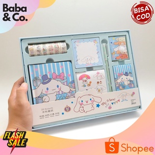 JURNAL 7 IN 1 MELODY DAN CINNAMOROLL PAKET MURAH BUKU HARIAN ALAT TULIS ESTETIK LETTERING BOOK LETTERING PEN BUKU LETTERING