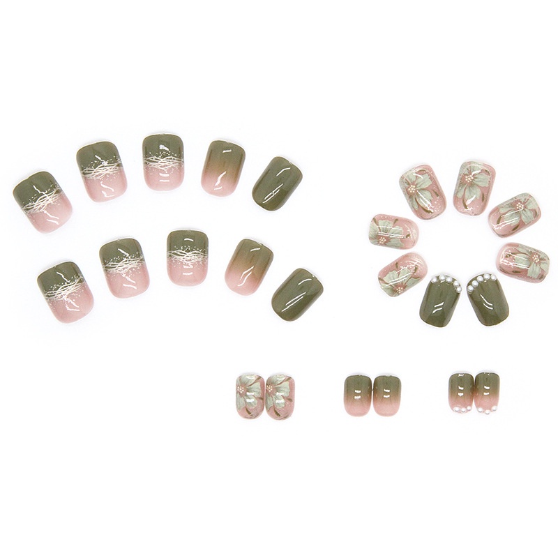 Z384 24pcs / Kotak Kuku Palsu Full Cover Untuk Dekorasi Nail Art