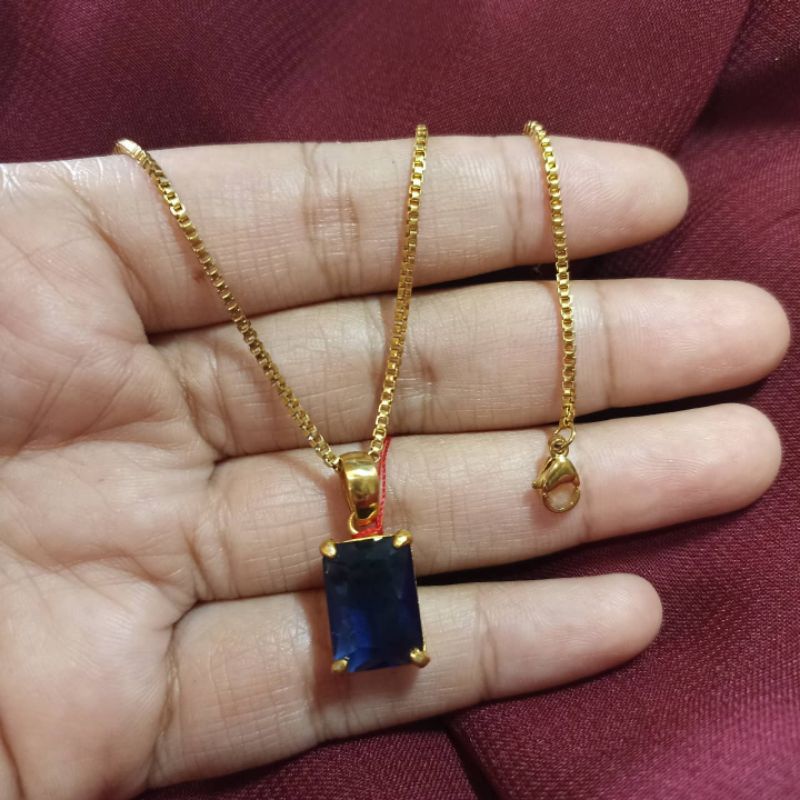 kalung dan mainan titanium batu blue zircon