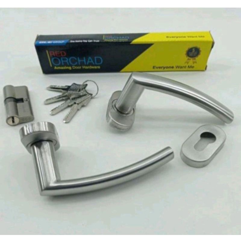 Kunci pintu aluminium lengkap 1 set plus handle