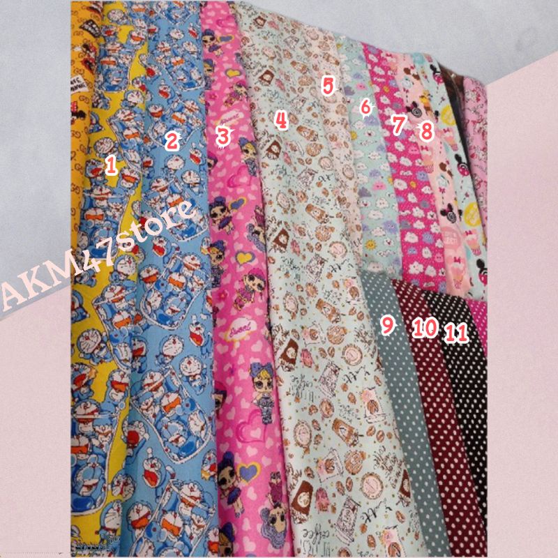 Bahan Kain Piyama Sprei Disperse Motif Karakter Kartun Anak bulan bintang Katun Microte