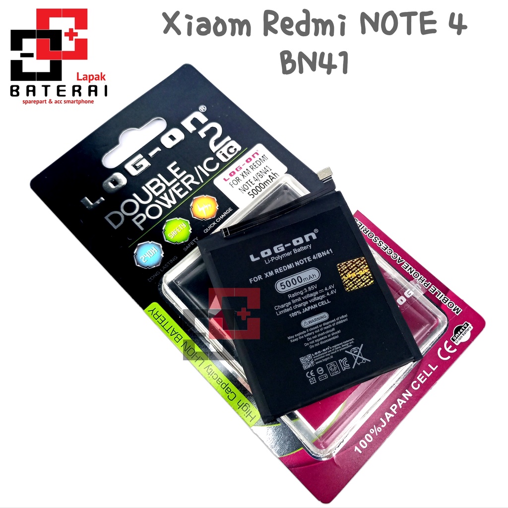 Log on - BN41 Xiaomi Redmi Note 4 Double IC Battery Baterai Batre