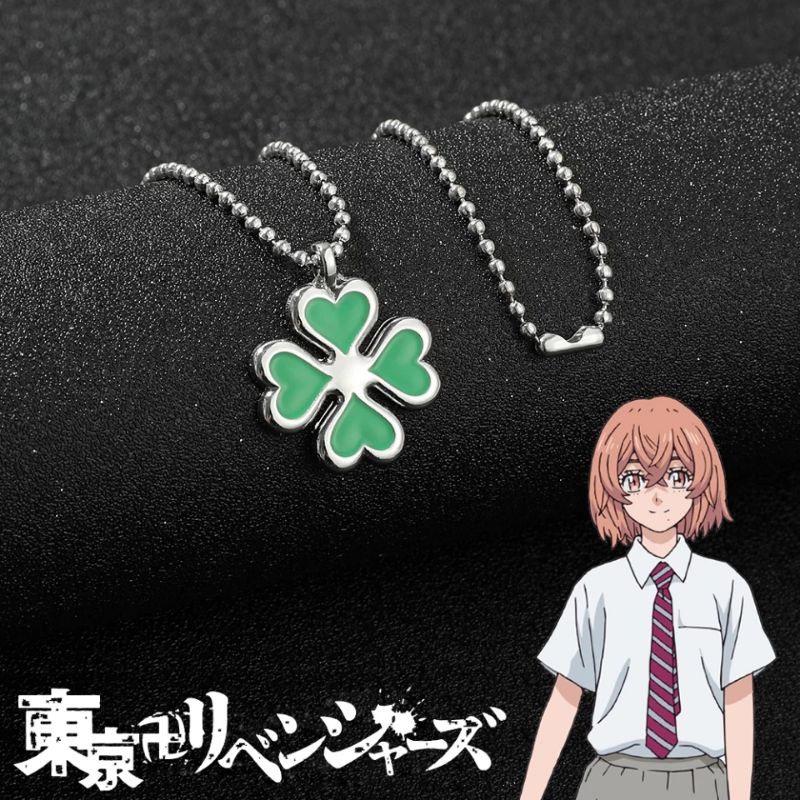 [BISA COD]Kalung Cosplay anime Tokyo Revengers Tachibana Hinata | Four Leaf Clover Liontin | Premium Clover