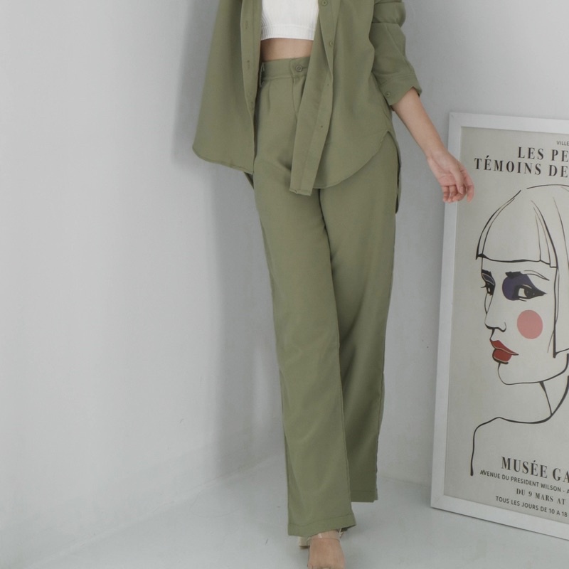 AERA - Kai Pants (highwaist cullote / celana korea kulot wanita / celana bahan)-4