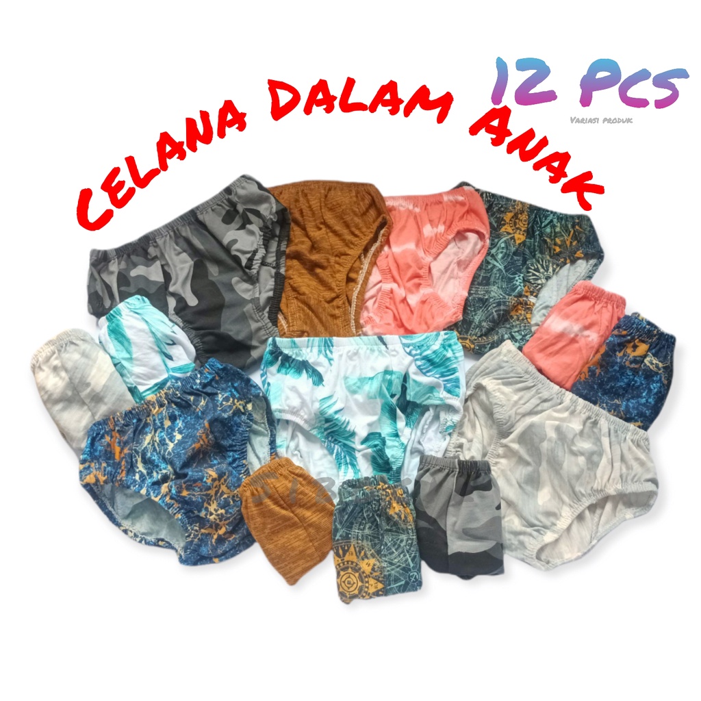 12 Pcs Celana Dalam Anak Motif Termurah