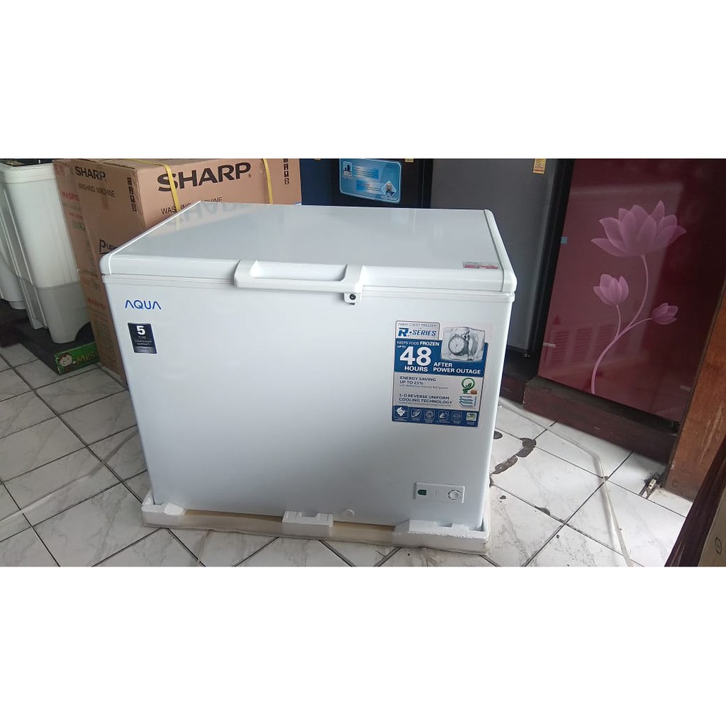 CHEST FREEZER BOX AQUA JAPAN AQF-350R (300 liter) / FREEZER DAGING / LEMARI PEMBEKU