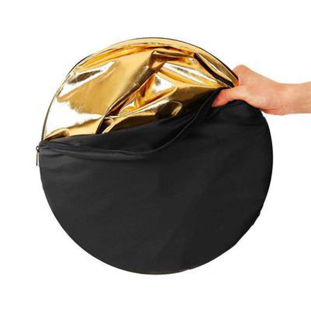 Agustinina Disc Light Reflector Studio Fotografi Collapsible 24 &quot;/ 60cm 2in1 Handhold Gold and Silver Flash Diffuser