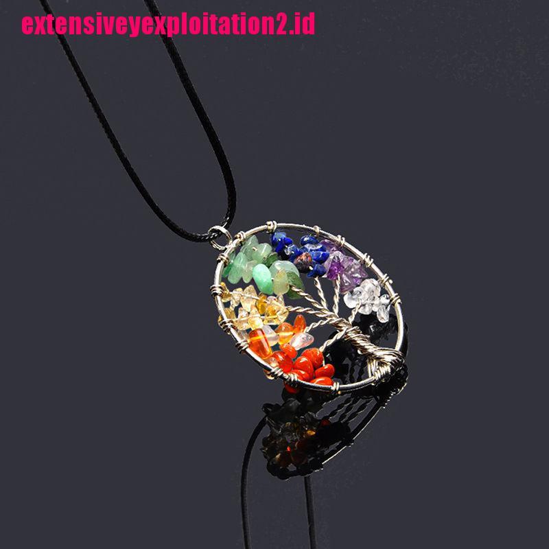 &lt; E2id &amp; &gt; Kalung Rantai Dengan Liontin Pohon Kehidupan 7 Chakra Untuk Wanita