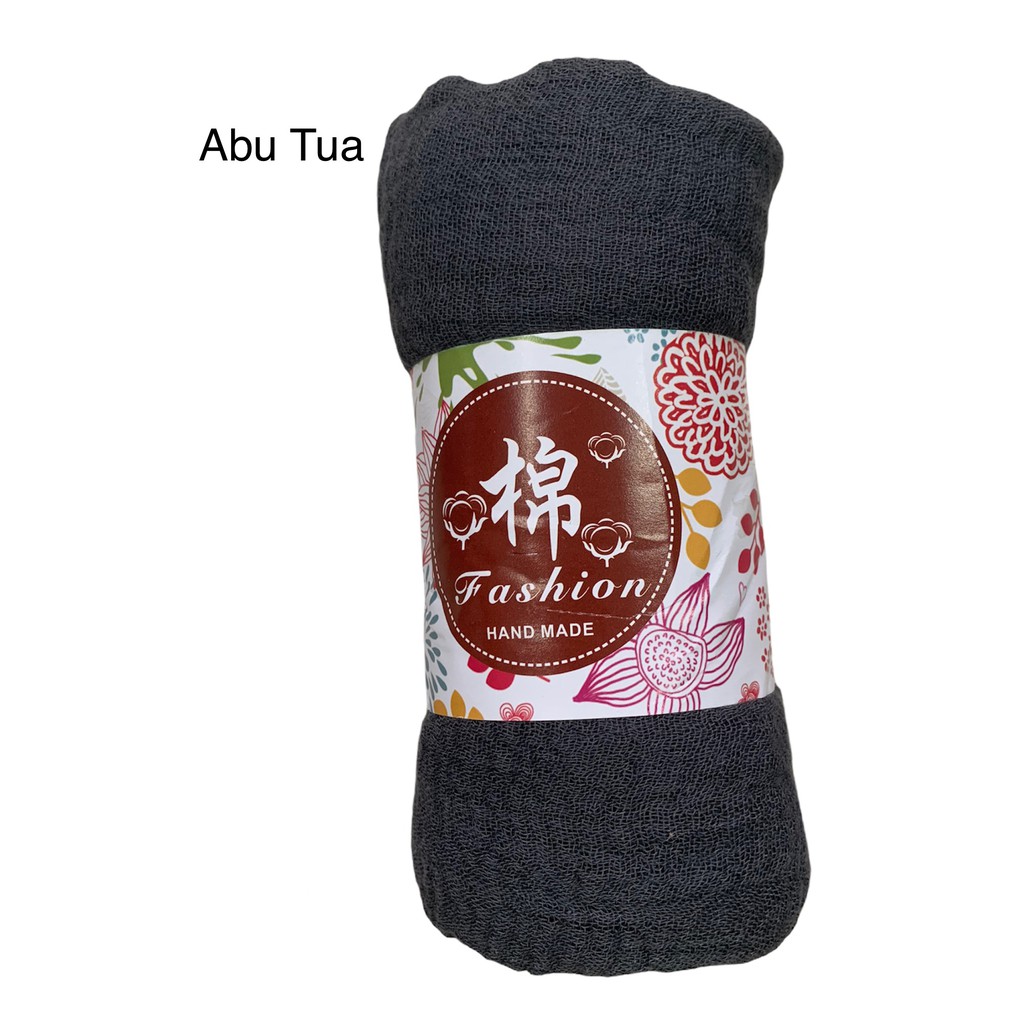 RI04-RI06 FUNSTORE HIJAB PASHMINA CRINKLE SHAWL COTTON WIDE JILBAB BAHAN KATUN PREMIUM IMPORT-Abu Tua