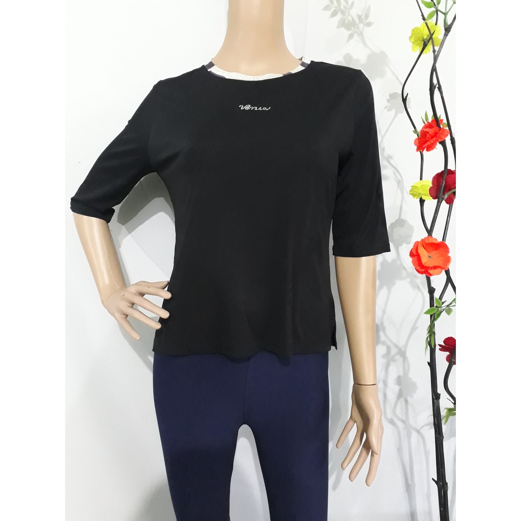 KAOS SANTAI WANITA LENGAN PANJANG WARNA HITAM