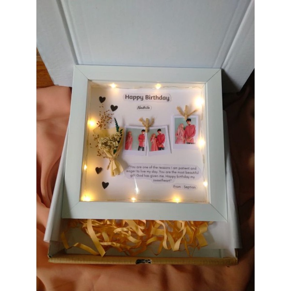 Gift Flower Frame 3D/Kado Unik/Frame 20x20/Kado frame/Gift Wedding