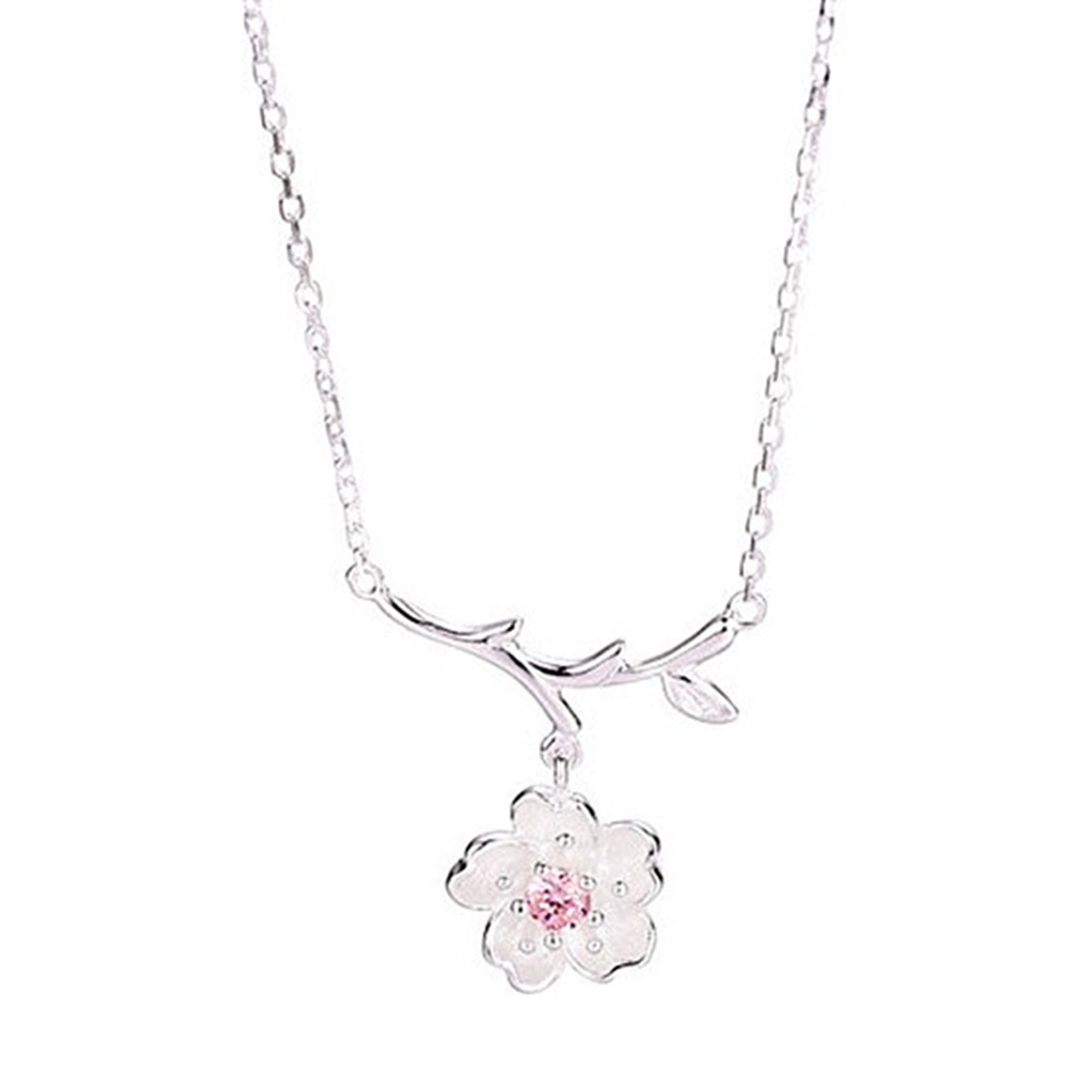 Hu Hu Hu Hu Hu Alat Bantu Pasang Kacamata♡ Kalung Rantai Liontin Bunga Sakura Elegan Untuk Wanita