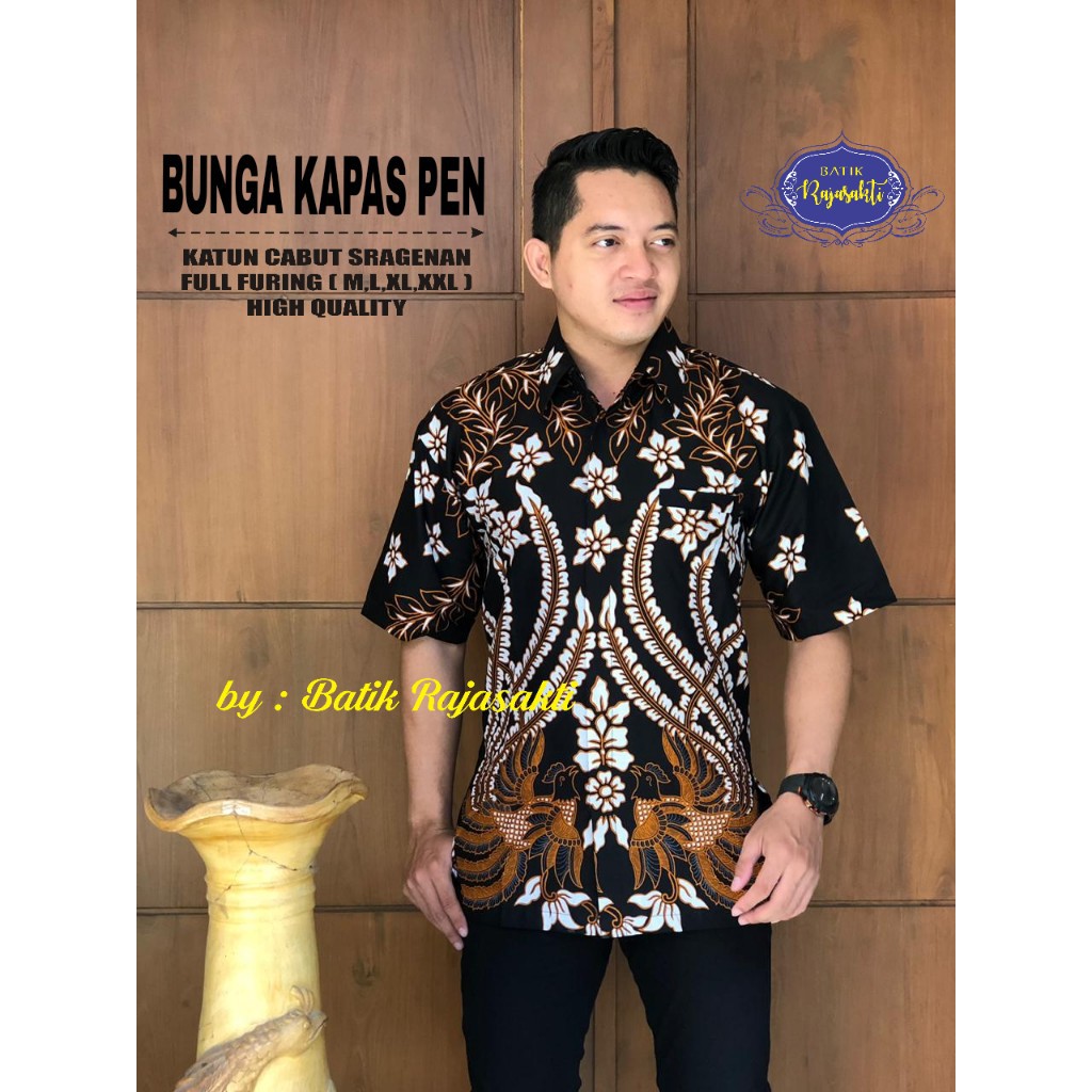 BUNGA KAPAS RAJASAKTI KEMEJA BATIK SOLO PRIA LENGAN PENDEK LAPIS FURING ATASAN BATIK PREMIUM MODERN KATUN HALUS BAHUWIRYA  BANAMITRA BANAMITRA PUTIH BANGSAWAN BAYU PUTRA BERLIAN BIRU BHARATAYUDA BIMASENA BIRENDRA BIRU INDAH BRAHMAKERTA BRAHMAKERTA MERAH