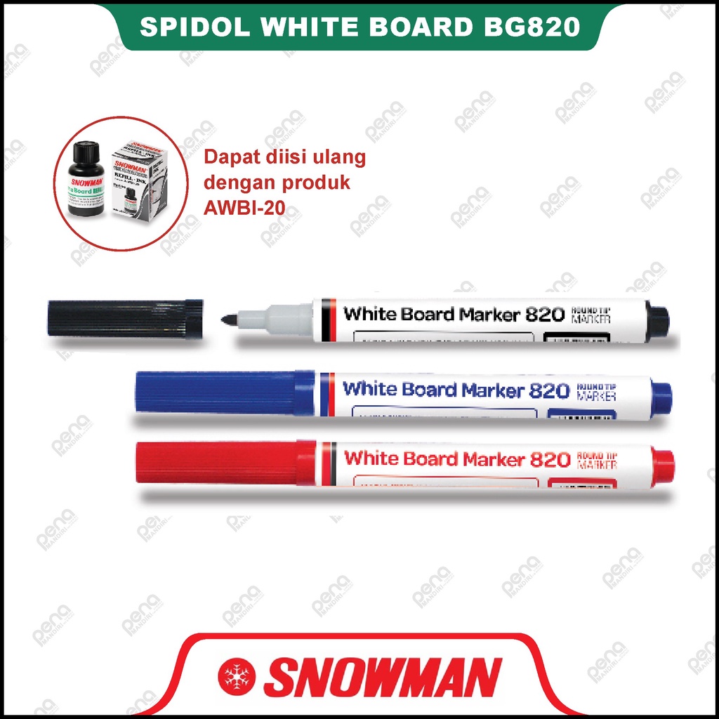 BG-820 Spidol White Board Snowman BG820 / WB820 - Hitam