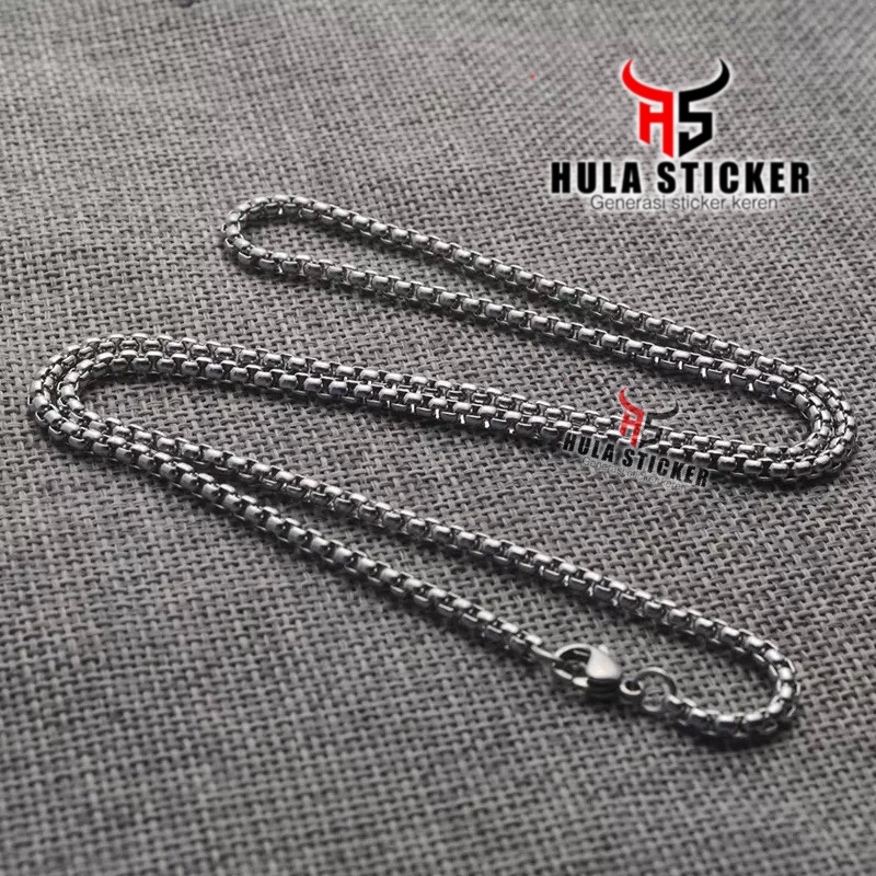 Rantai Kalung Titanium Stainless Premium 316L Pria Wanita Anti Karat ROLO SILVER Rantai Pendant
