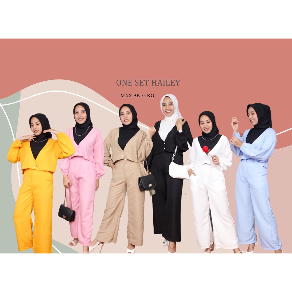 RX Fashion - One Set Hailey Twistcone / SET POPPY / Celana hailey motif / Setelan Wanita Terbaru Berkualitas / Set Korean -BN