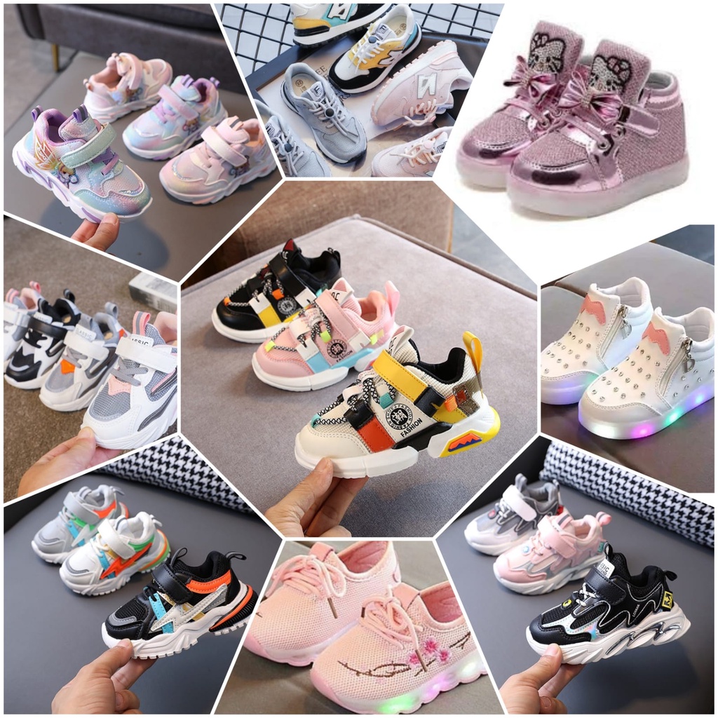 Paket Bundling Isi 3 Pcs Sepatu dan Sandal Branded Anak Cowok Cewek Usia 1 2 3 4 5 6 7 8 Tahun Paket