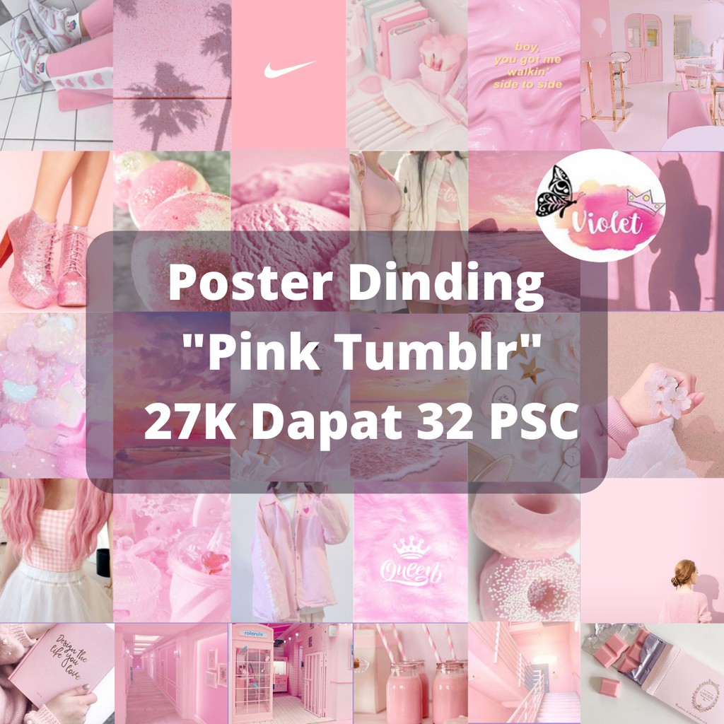 (36 Psc) POSTER DINDING WALLPAPER AESTHETIC PINK