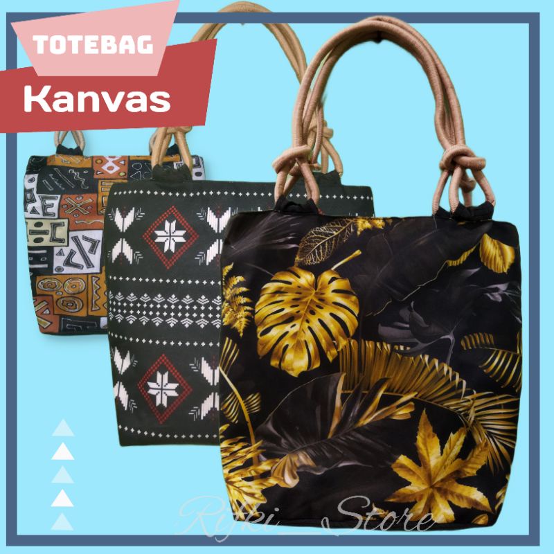 Tas kantong tote bag tootbag jinjing wanita kain kanvas resleting tebal tali sumbu import murah