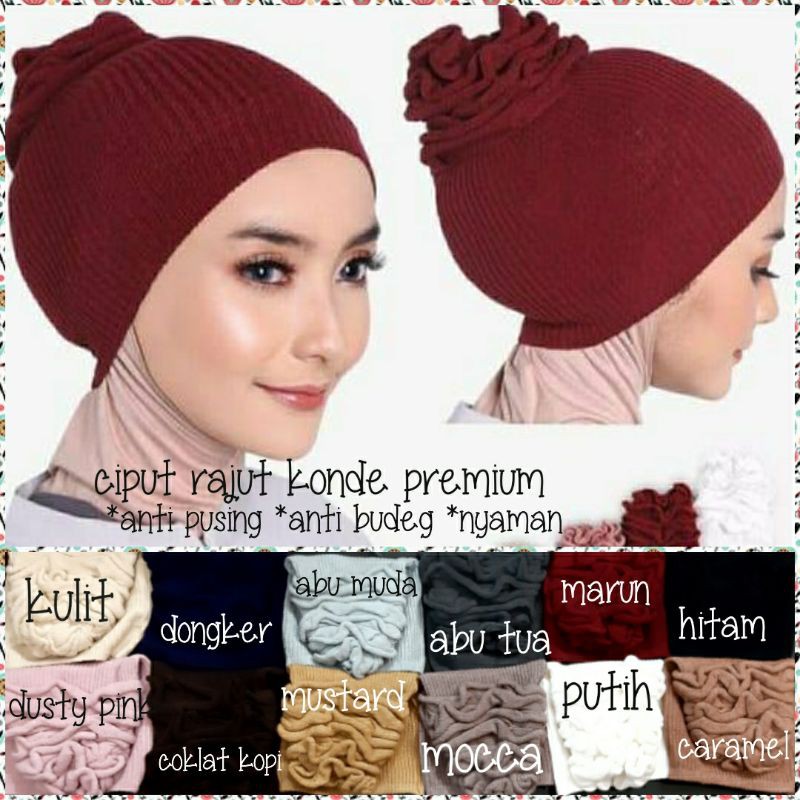 Ciput rajut/inner Rajut konde Cepol Premium (nyaman.anti pusing.anti budeg)