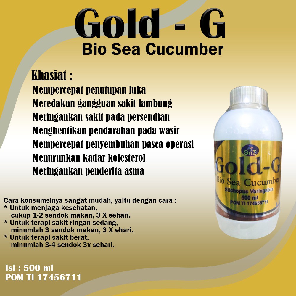 Gold G 500ml Jelly Gamat Bio Sea Cucumber Untuk Mengatasi Anemia Darah