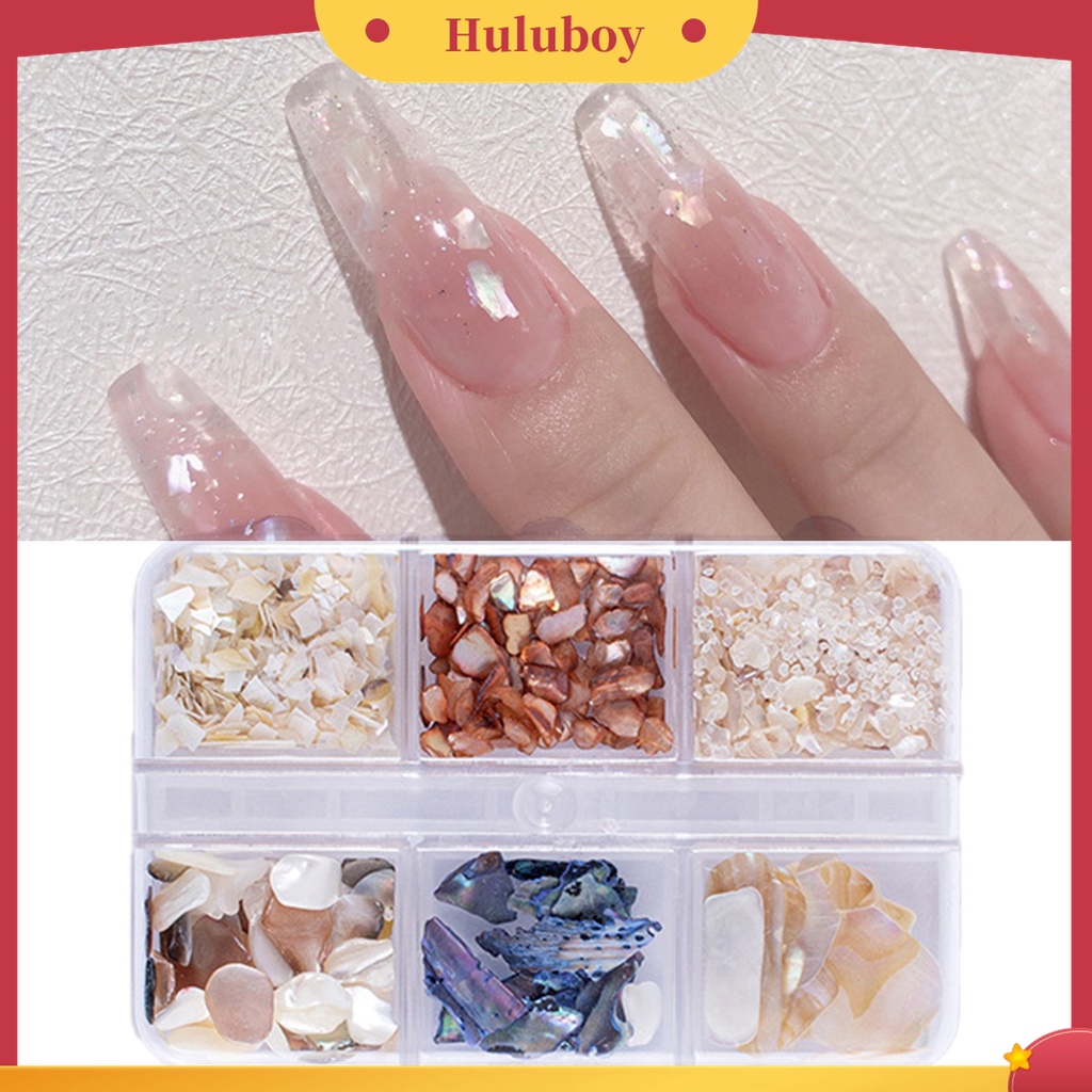 Huluboy Huluboy♡ 6 Grids / Box Berlian Imitasi Warna-Warni Gaya Jepang Untuk Dekorasi Nail Art 3D