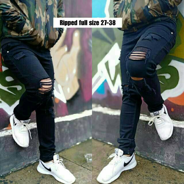 Jual Celana Jeans Sobek Full Pria Jeans Sobek Sobek Original Jeans