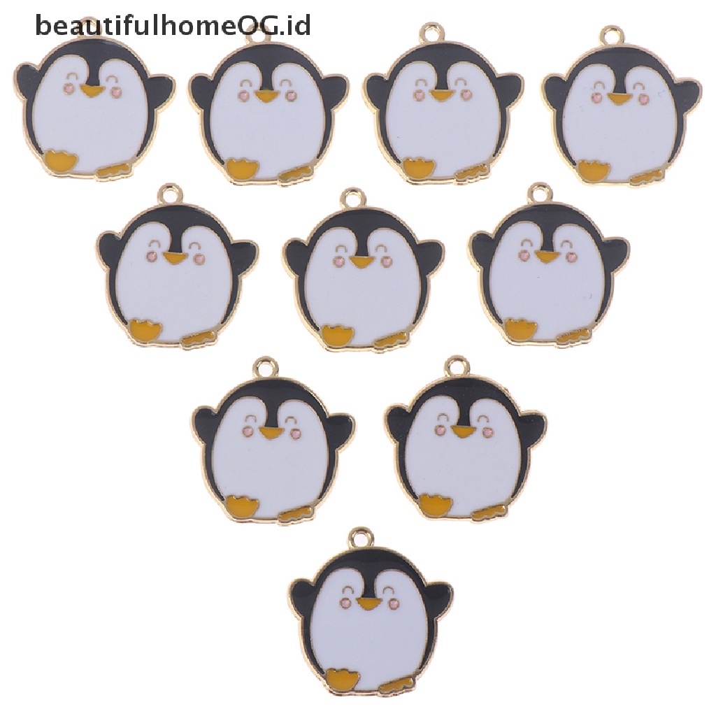 10pcs / set Liontin enamel Desain Kartun penguin charms Untuk Membuat Perhiasan