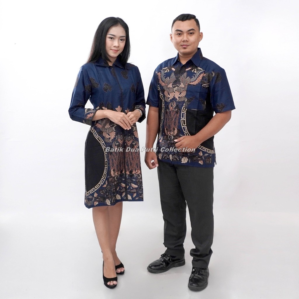 Couple Batik Wanita | Dress Wanita | Kemaja Pria |Warna Navi