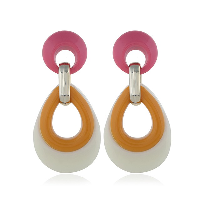 LRC Anting Tusuk Fashion Geometric Water Drop Circle Earrings F5265X