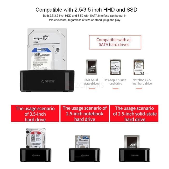 ORICO 6228US3-C 2.5 / 3.5 inch Dual Bay USB 3.0 Clone Hard Drive Dock