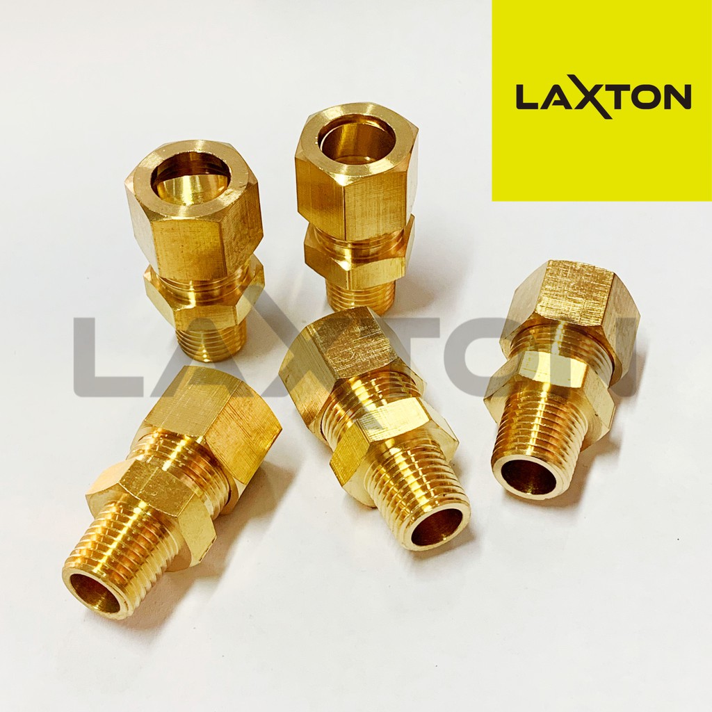 Compression Fitting Nepel Sambungan Selang Tembaga Male Coup 1/4