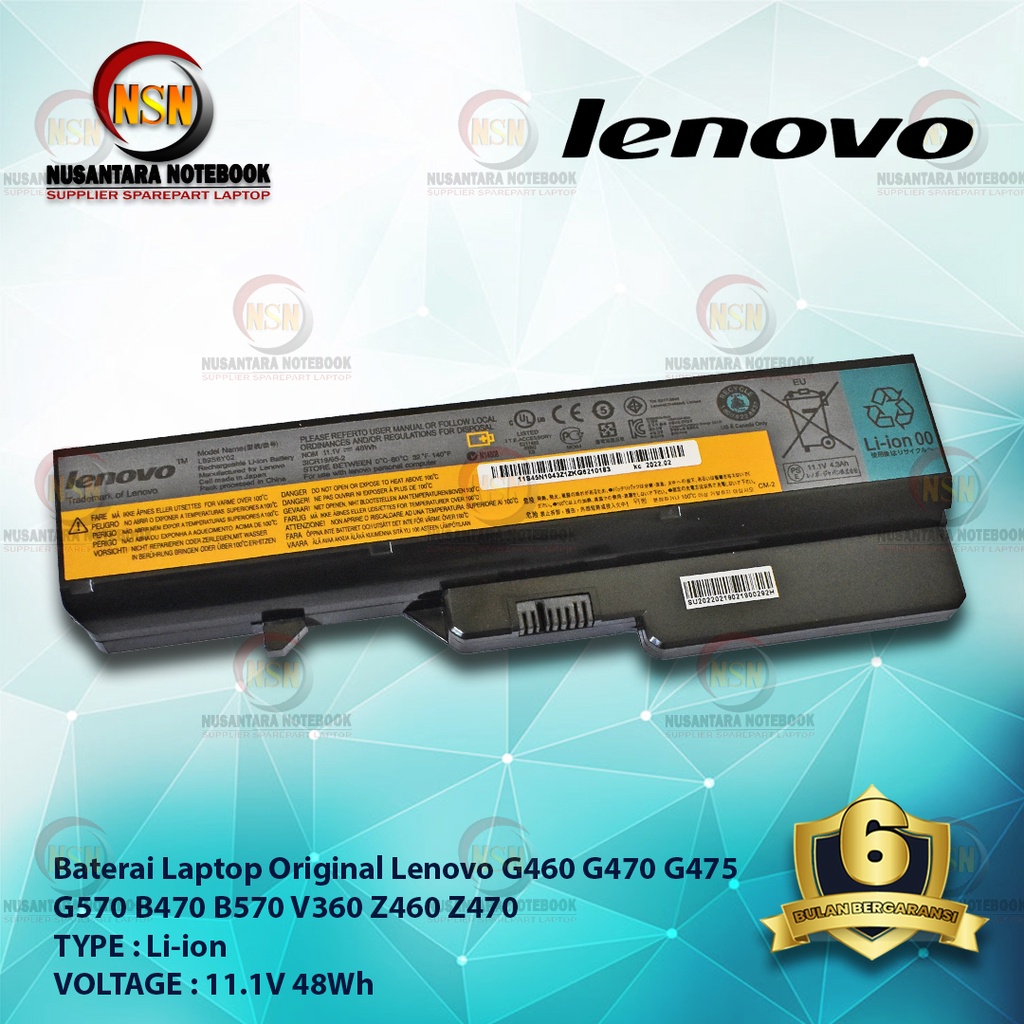 Baterai Lenovo ORIGINAL G460 G470 G475 G570 B470 B570 V360 Z460 Z470