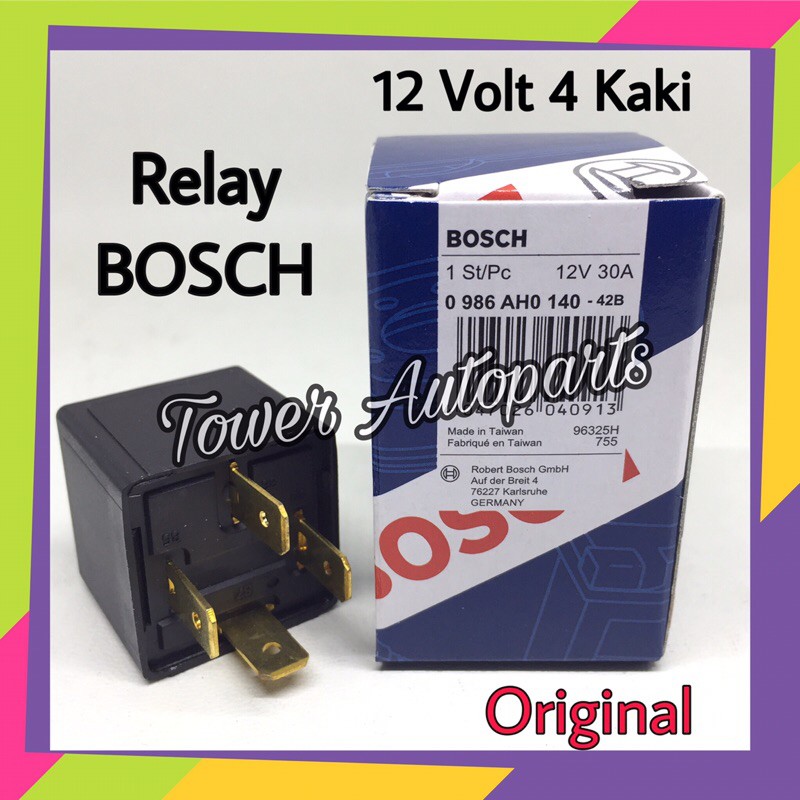 Relay Bosch / Rellay / Riley / Rilei Bosch 12 Volt 4 Kaki / Pin Original