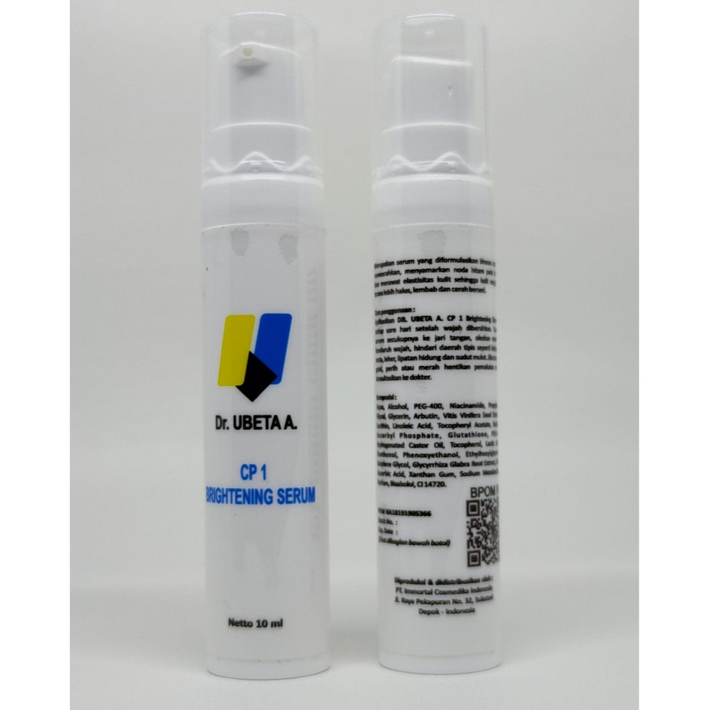 Dr. UBETA A. CP1 BRIGHTENING SERUM 10ml.Pencerah Wajah dg Asam Laktat, Arbutin, Vit. C & Niacinamide