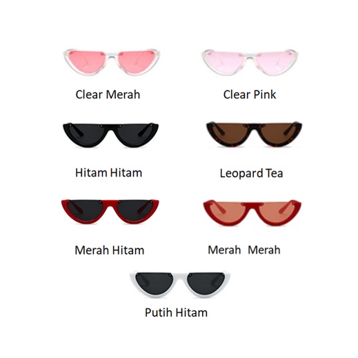 [GROSIR] Kacamata Hitam Trendy Oval Half Frame Sunglasses