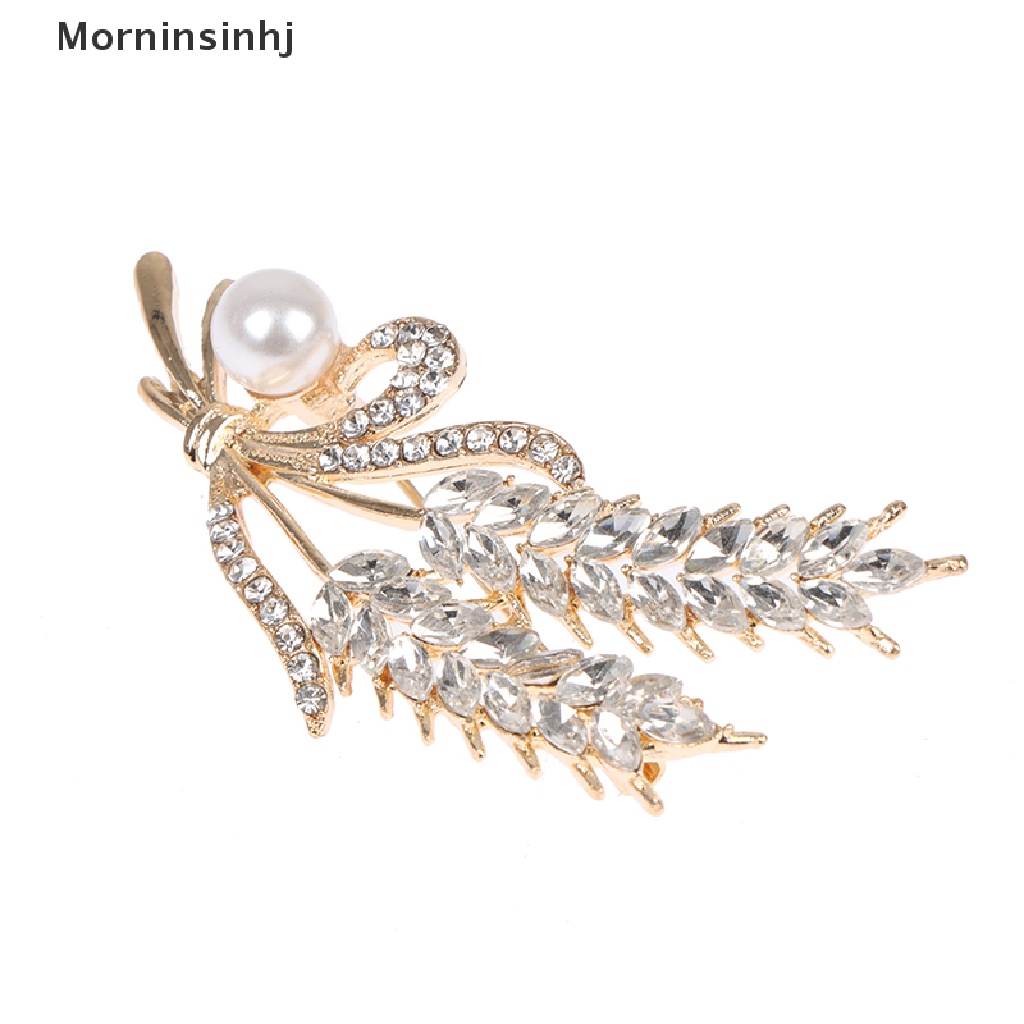 Mornin Mutiara Berlian Imitasi Ear of Wheat Bros Untuk Wanita Baroque Trendy Elegan Brooch Pin id