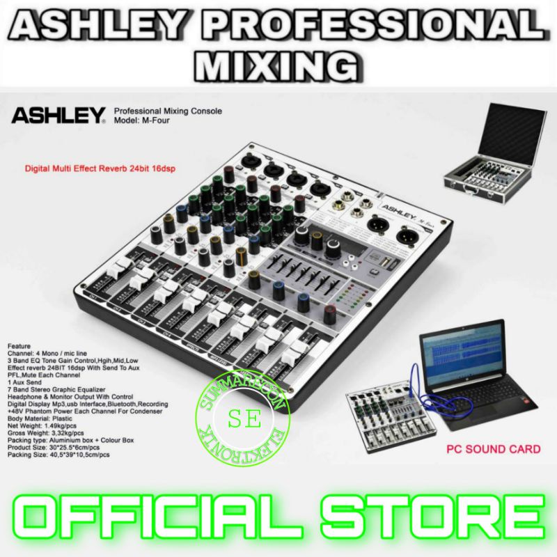 mixer audio 4 channel original ashley m four usb bluetooth recording soundcard