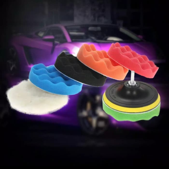 ALAT POLES POLISHER 5 INCH SPONGE SPON WOOL PAD VELCRO 7 PCS