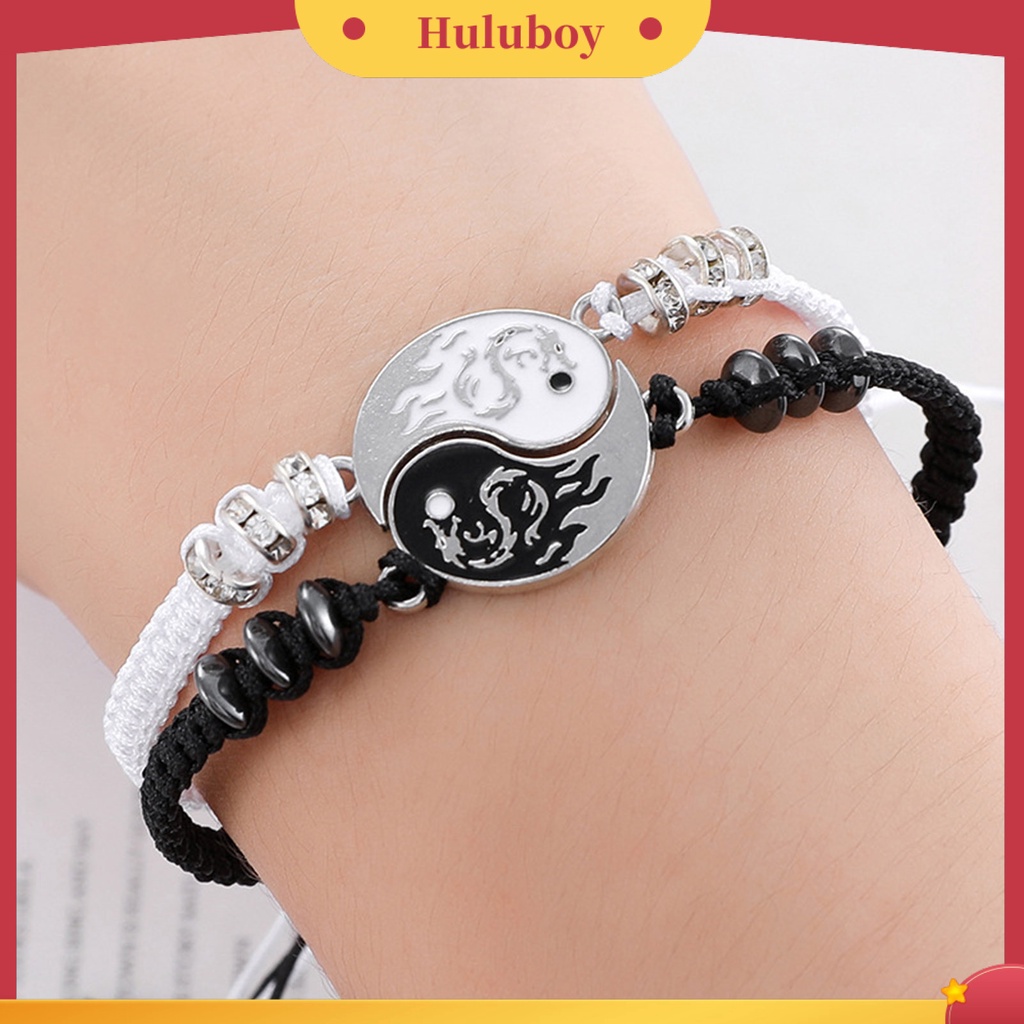 Hu Hu Hu Hu Hu Alat Bantu Pasang Kacamata♡ Gelang Tangan Tali Adjustable Motif Tai Chi Gaya Etnik Retro Untuk Pasangan / Pria / Wanita