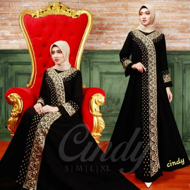 Abaya Turkey Bordir Saudi Jetblack kodr 789