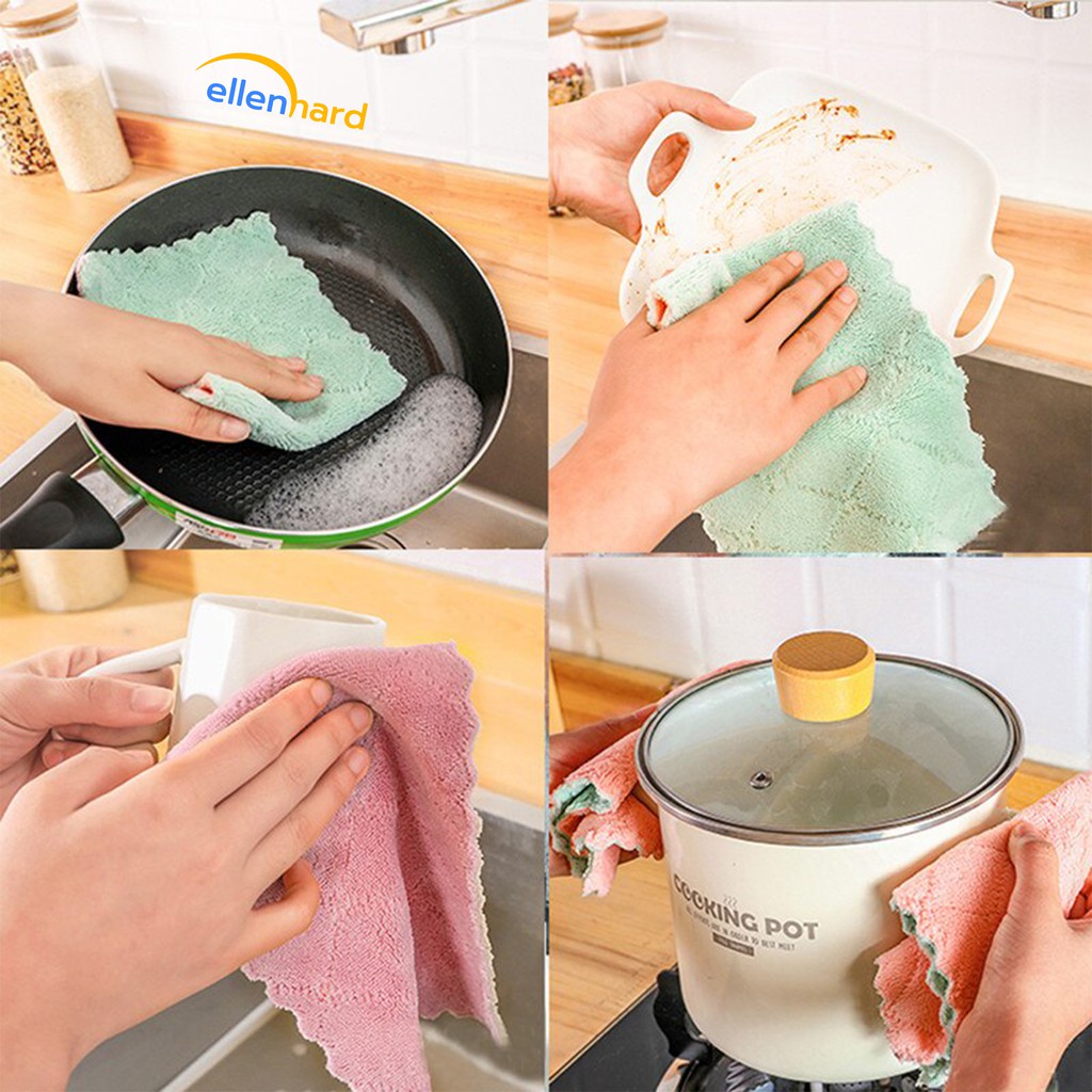 Kain Lap Piring Dapur Microfiber Anti Minyak Lap Mikrofiber Serbet Tangan Cleaning Cloth