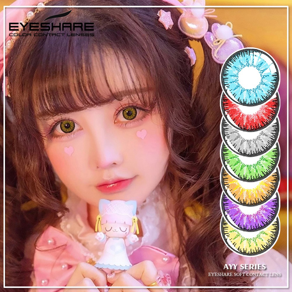 soflen model terbaru 2023 Softlens EYESHARE 14.5mm NORMAL MINUS(0.00) harga 1 pasang harian kosplay softlens lensa korean fashion style AYY free tempat lenscase soflend mata