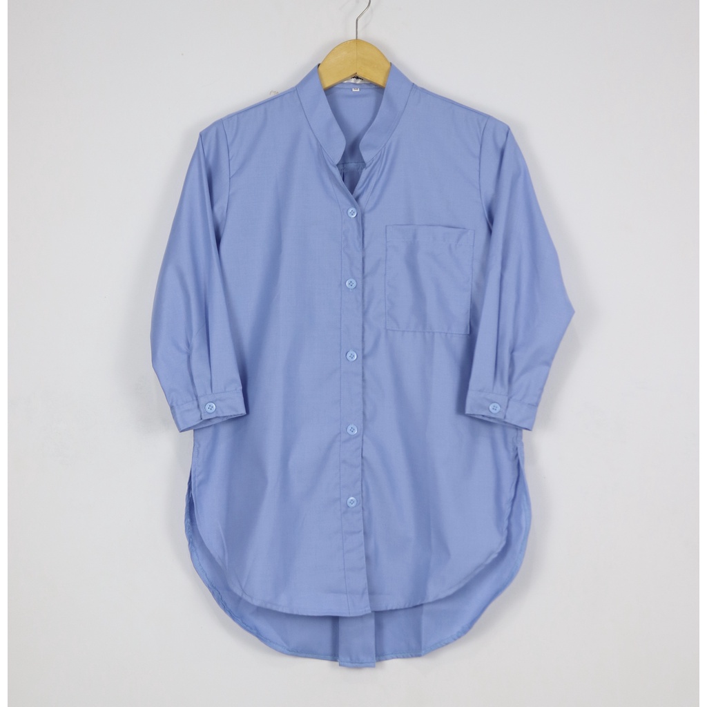 Kemeja Tunik Polos / Kemeja Wanita / Kemeja Polos / Kemeja Kerja / Bahan Toyobo-Blue Sky
